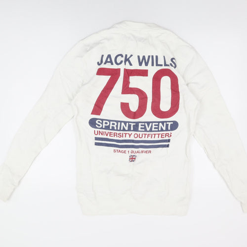 Jack Wills Mens White Cotton Pullover Sweatshirt Size XS