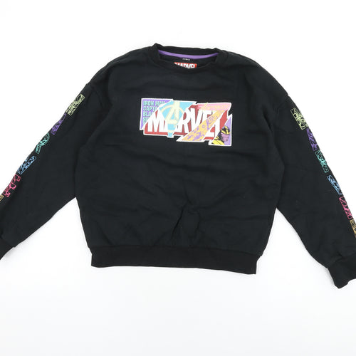 Marvel Girls Black Cotton Pullover Sweatshirt Size 10-11 Years Pullover - Avengers