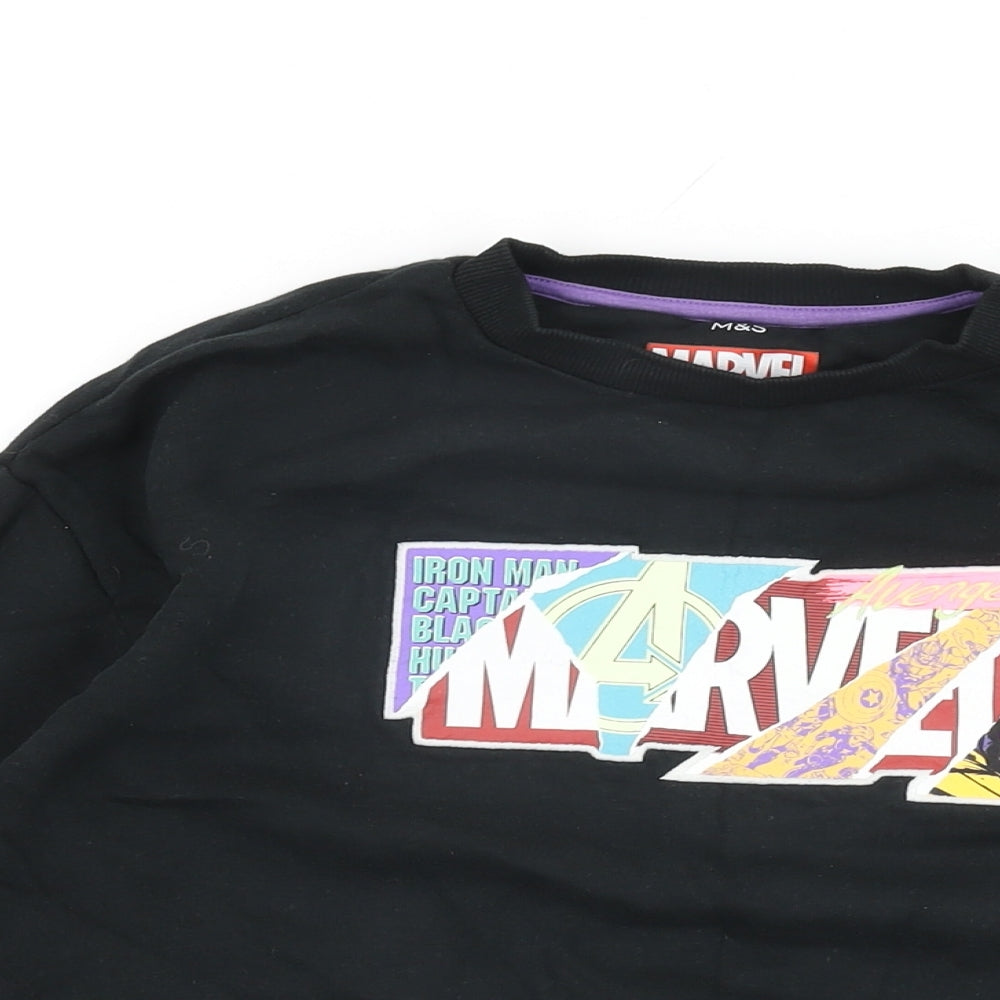 Marvel Girls Black Cotton Pullover Sweatshirt Size 10-11 Years Pullover - Avengers