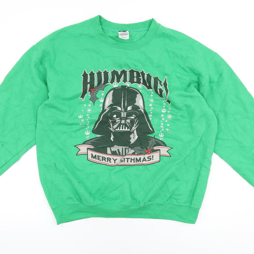 Star Wars Mens Green Cotton Pullover Sweatshirt Size L - Darth Vader, Christmas Jumper