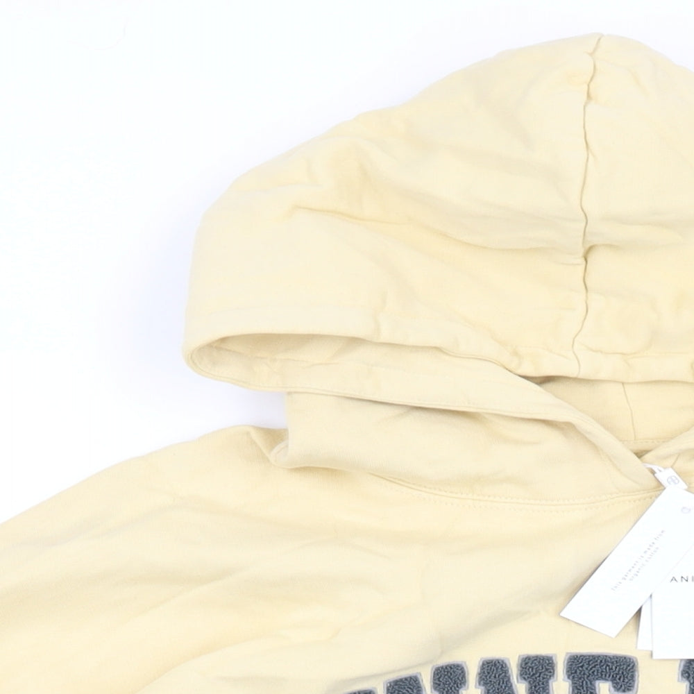 ANINE BING Womens Yellow Cotton Pullover Hoodie Size L Pullover