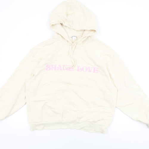Monki Womens Ivory Cotton Pullover Hoodie Size L Pullover - Share Love
