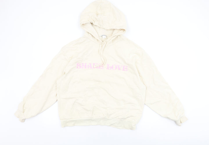 Monki Womens Ivory Cotton Pullover Hoodie Size L Pullover - Share Love