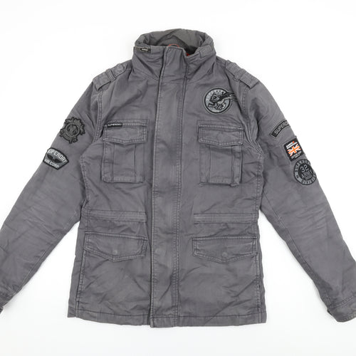 Superdry Mens Grey Jacket Coat Size S Zip