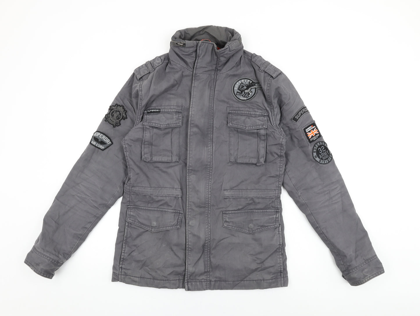 Superdry Mens Grey Jacket Coat Size S Zip