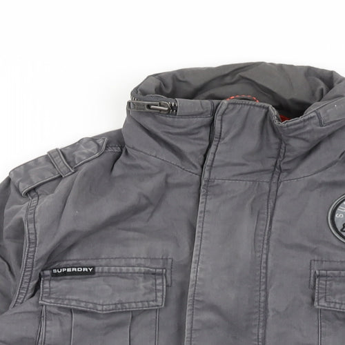 Superdry Mens Grey Jacket Coat Size S Zip