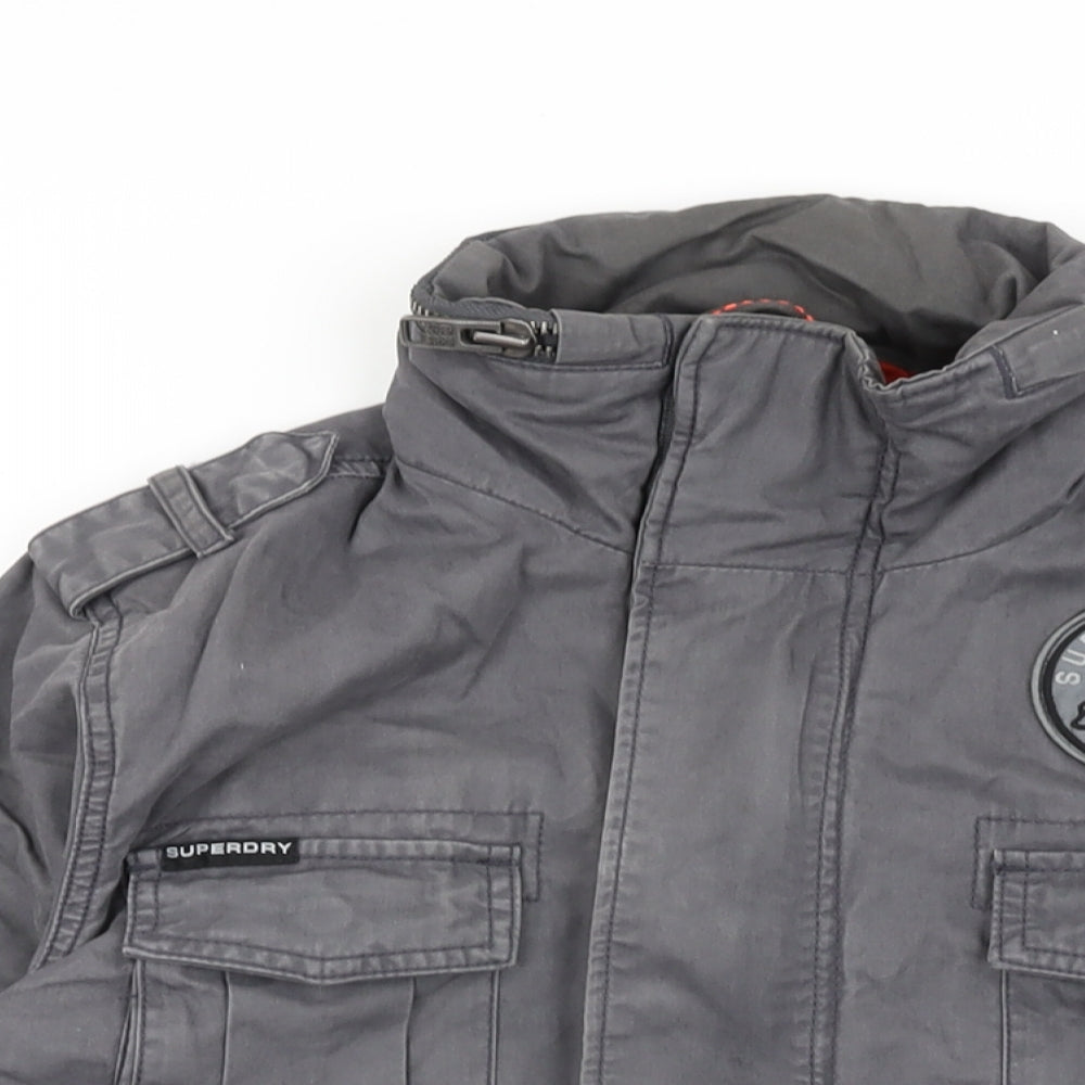 Superdry Mens Grey Jacket Coat Size S Zip