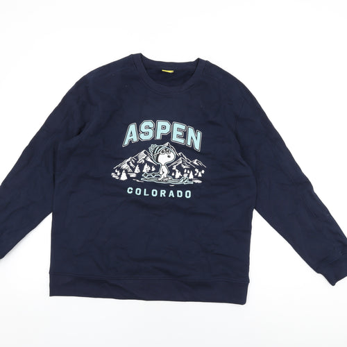 Snoopy Womens Blue Cotton Pullover Sweatshirt Size S Pullover - Aspen Colorado, Skiing, Snoopy