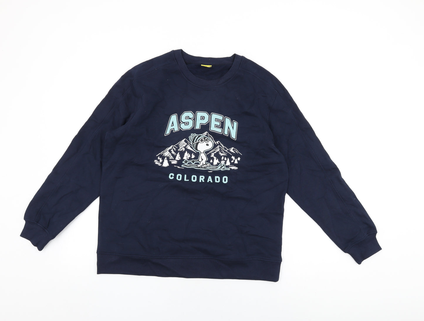 Snoopy Womens Blue Cotton Pullover Sweatshirt Size S Pullover - Aspen Colorado, Skiing, Snoopy