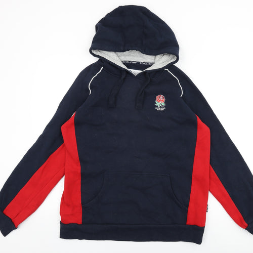 England Rugby Mens Blue Cotton Pullover Hoodie Size L