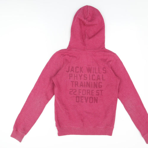 Jack Wills Womens Pink Cotton Pullover Hoodie Size 8 Pullover - Jack Wills Logo