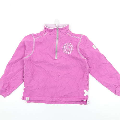 Lazy Jacks Girls Pink Cotton Pullover Sweatshirt Size 9-10 Years Zip - The Boatyard Abersoch