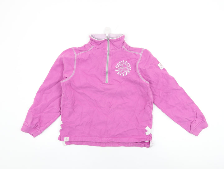 Lazy Jacks Girls Pink Cotton Pullover Sweatshirt Size 9-10 Years Zip - The Boatyard Abersoch