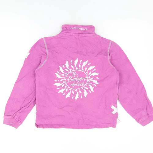 Lazy Jacks Girls Pink Cotton Pullover Sweatshirt Size 9-10 Years Zip - The Boatyard Abersoch