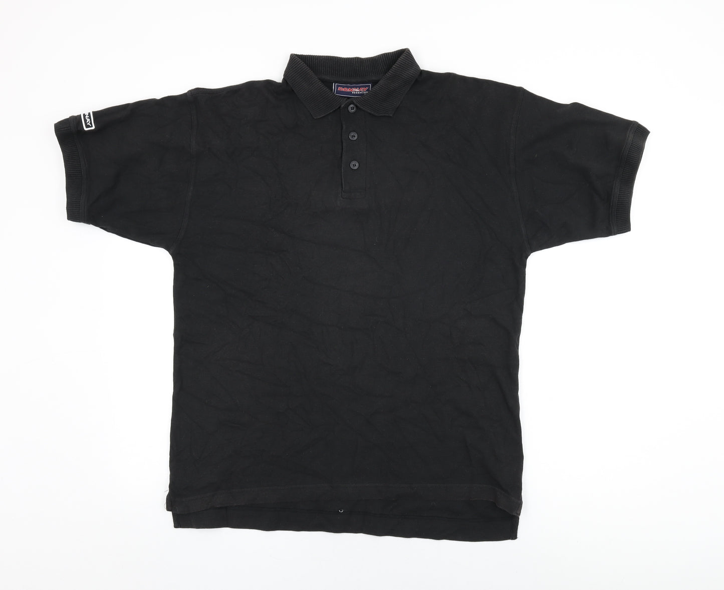 Donnay Mens Black Cotton Polo Size S Collared Button