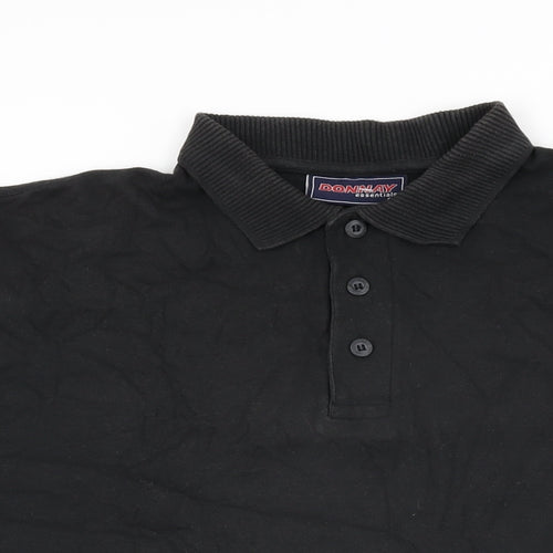 Donnay Mens Black Cotton Polo Size S Collared Button