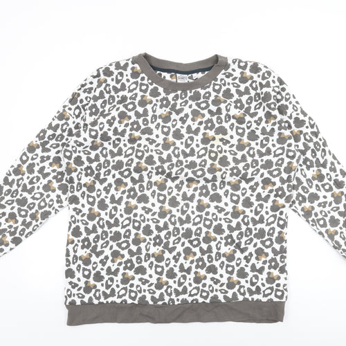 Minnie Mouse Womens White Geometric Cotton Pullover Sweatshirt Size XL Pullover - Minnie Mouse Animal Print