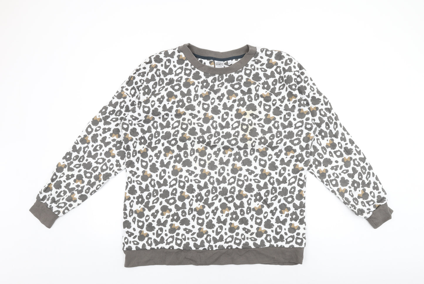 Minnie Mouse Womens White Geometric Cotton Pullover Sweatshirt Size XL Pullover - Minnie Mouse Animal Print