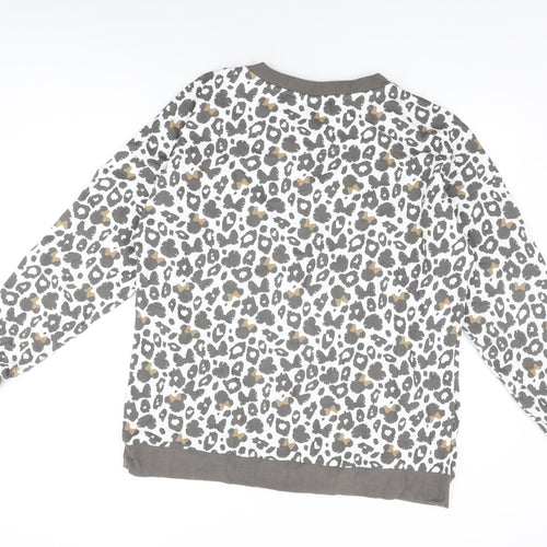 Minnie Mouse Womens White Geometric Cotton Pullover Sweatshirt Size XL Pullover - Minnie Mouse Animal Print