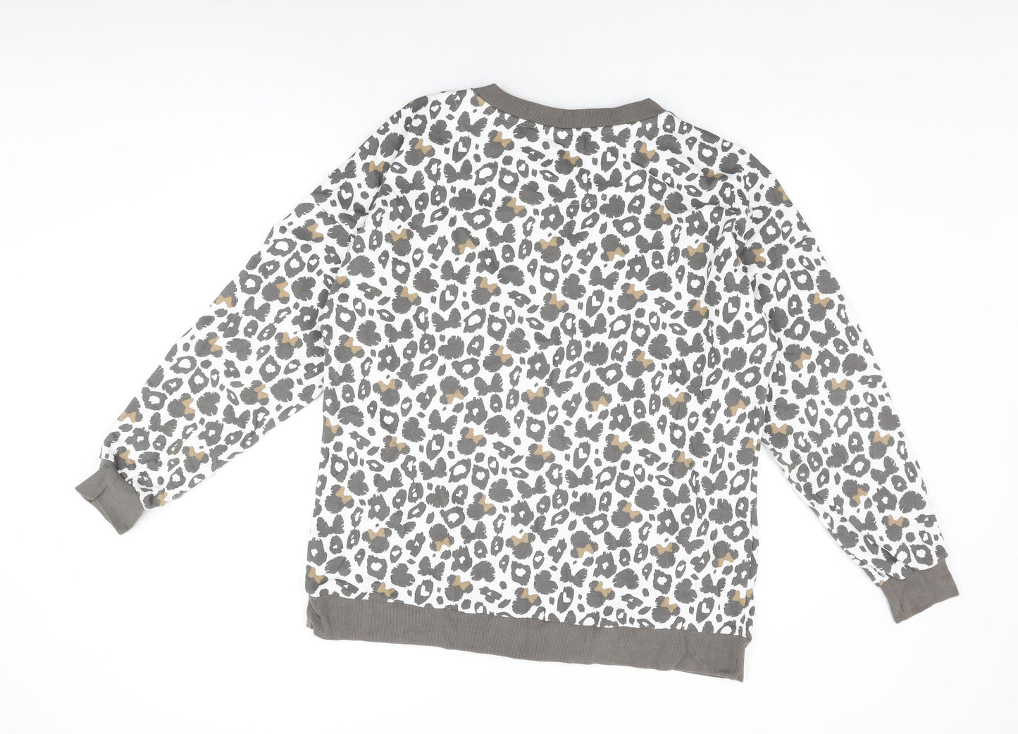 Minnie Mouse Womens White Geometric Cotton Pullover Sweatshirt Size XL Pullover - Minnie Mouse Animal Print