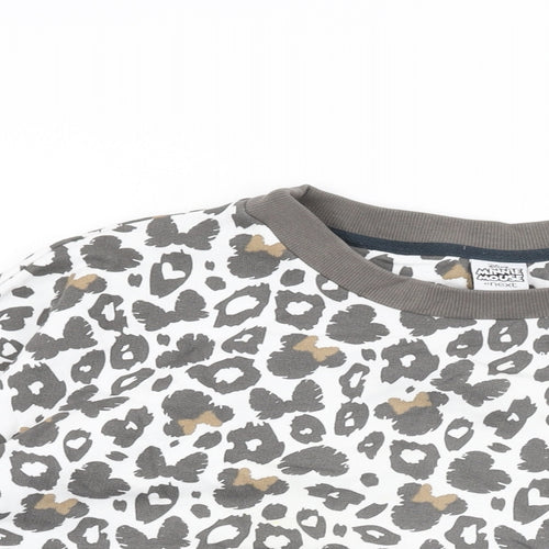 Minnie Mouse Womens White Geometric Cotton Pullover Sweatshirt Size XL Pullover - Minnie Mouse Animal Print