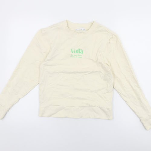 Mango Womens Ivory Cotton Pullover Sweatshirt Size XS Pullover - Voila