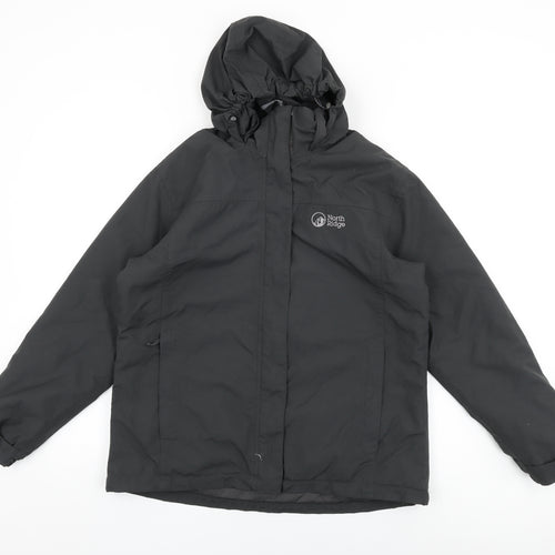 North Ridge Womens Black Rain Coat Coat Size 14 Zip