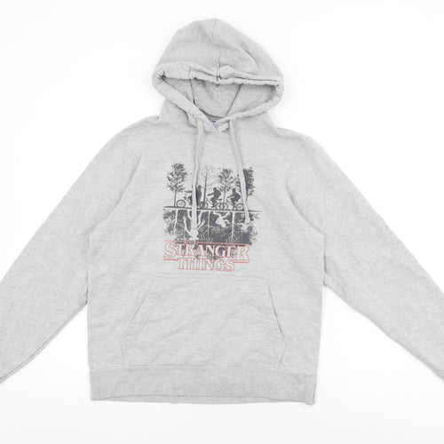 Stranger Things Womens Grey Polyester Pullover Hoodie Size S Pullover