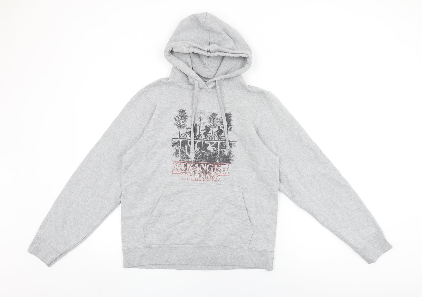 Stranger Things Womens Grey Polyester Pullover Hoodie Size S Pullover