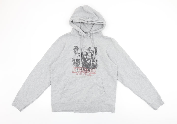 Stranger Things Womens Grey Polyester Pullover Hoodie Size S Pullover