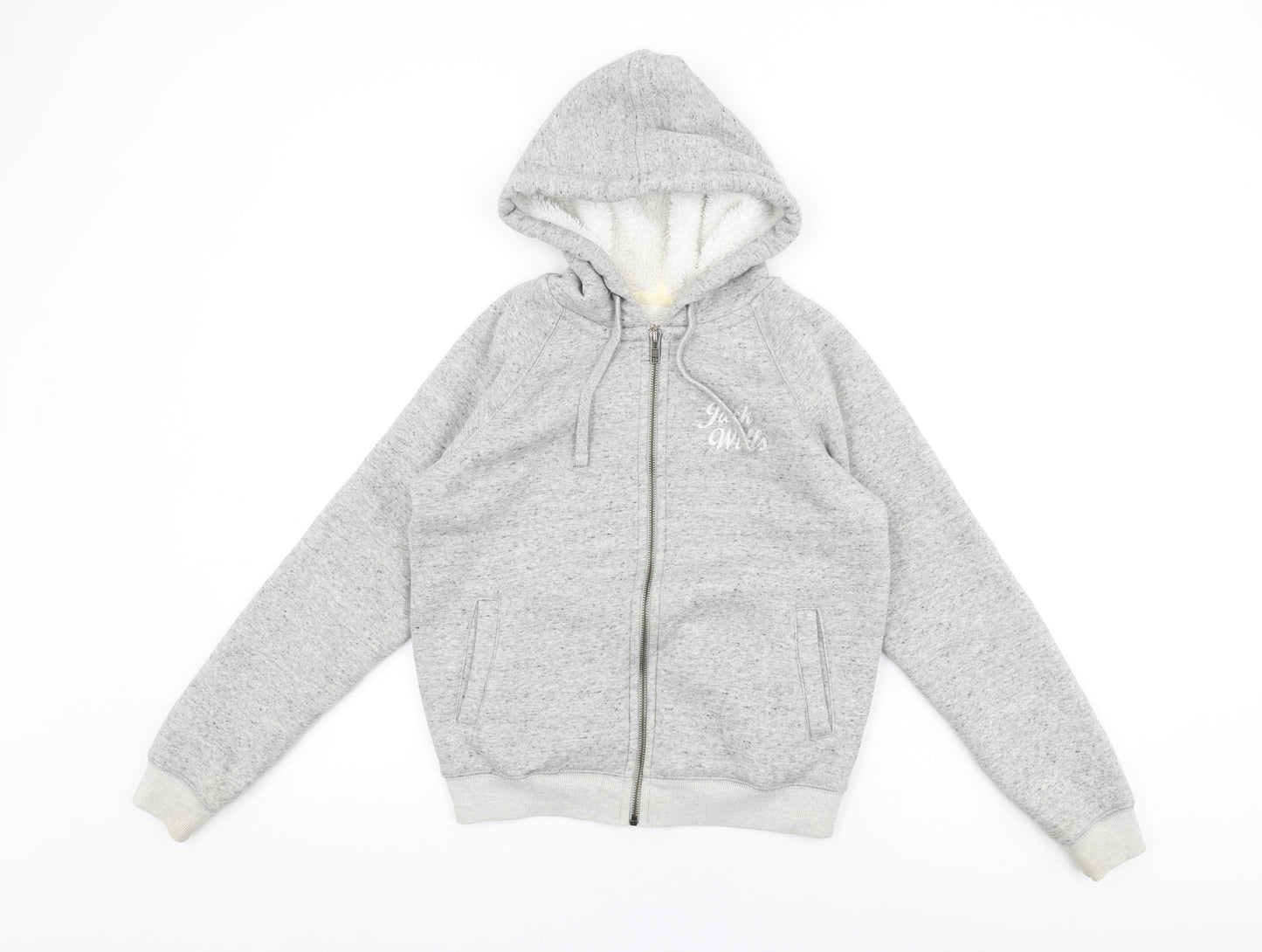 Jack Wills Womens Grey Cotton Full Zip Hoodie Size 6 Zip