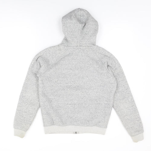 Jack Wills Womens Grey Cotton Full Zip Hoodie Size 6 Zip