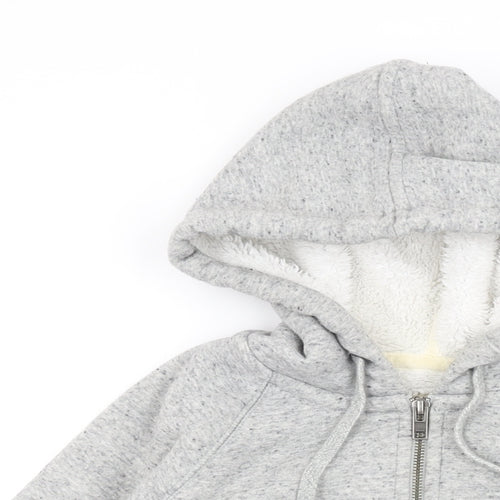 Jack Wills Womens Grey Cotton Full Zip Hoodie Size 6 Zip