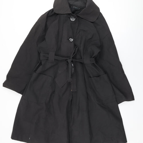 Betty Jackson Womens Black Trench Coat Coat Size 12 Button