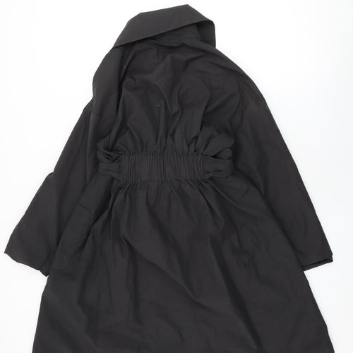 Betty Jackson Womens Black Trench Coat Coat Size 12 Button