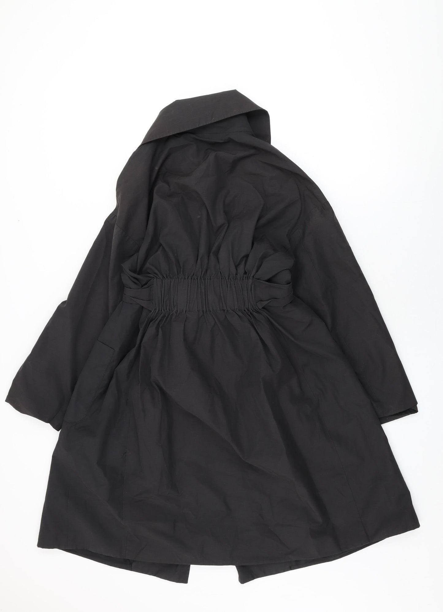 Betty Jackson Womens Black Trench Coat Coat Size 12 Button