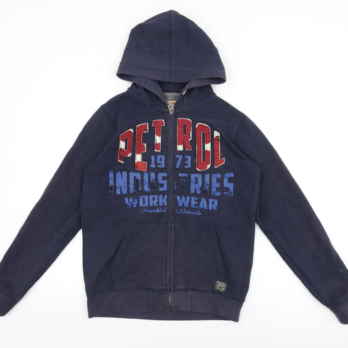 Petrol Industries Mens Black Cotton Full Zip Hoodie Size S
