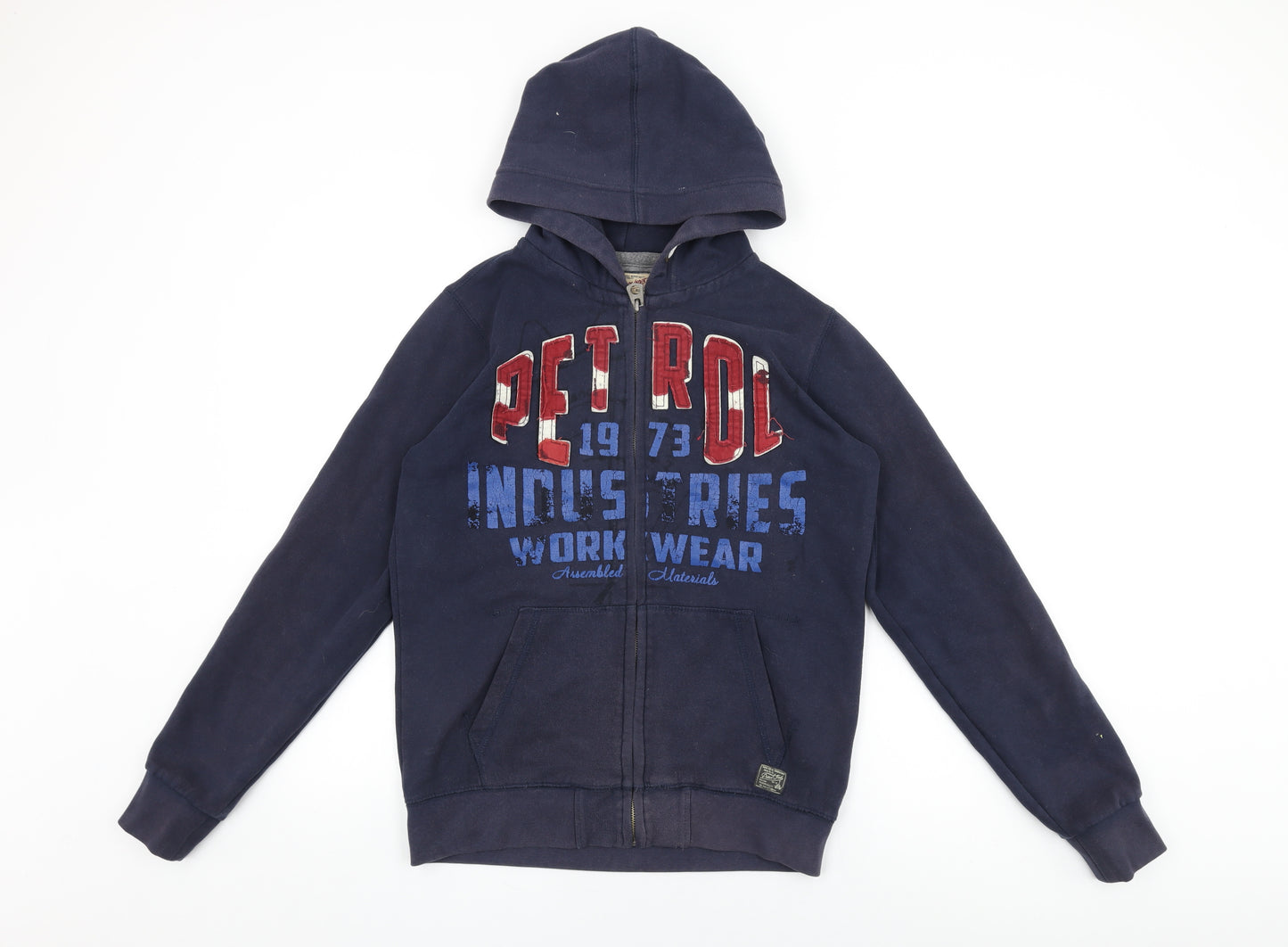 Petrol Industries Mens Black Cotton Full Zip Hoodie Size S