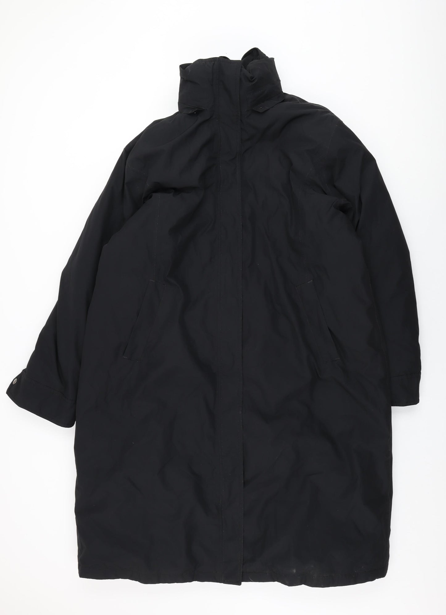 Lands' End Mens Black Overcoat Coat Size XL Zip