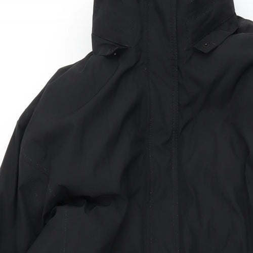 Lands' End Mens Black Overcoat Coat Size XL Zip