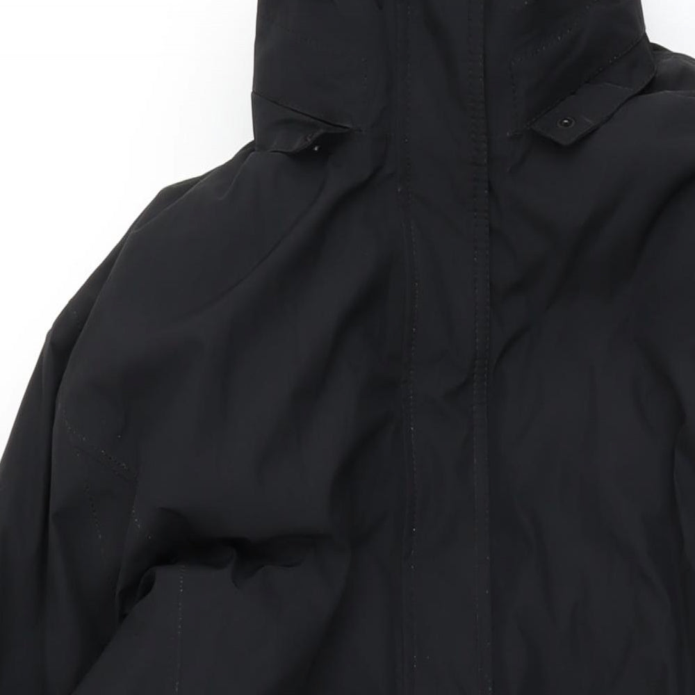 Lands' End Mens Black Overcoat Coat Size XL Zip