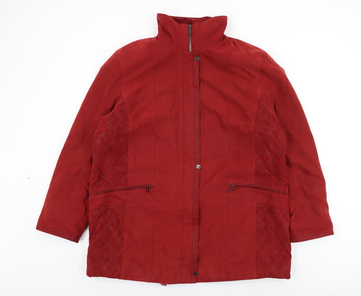Gelco Womens Red Overcoat Coat Size 20 Zip