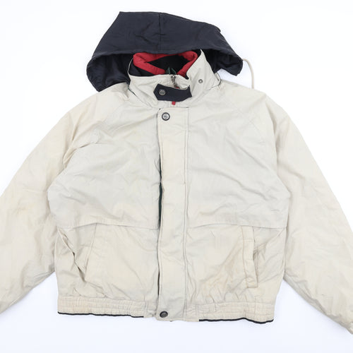 Haggar Mens Beige Bomber Jacket Coat Size M Zip