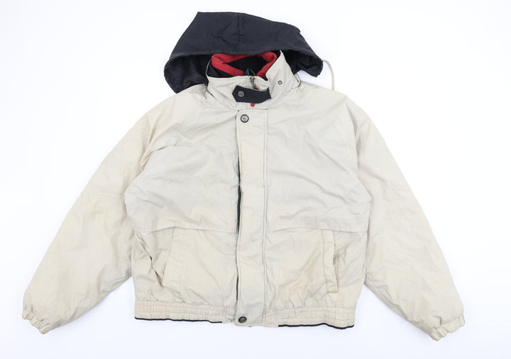 Haggar Mens Beige Bomber Jacket Coat Size M Zip