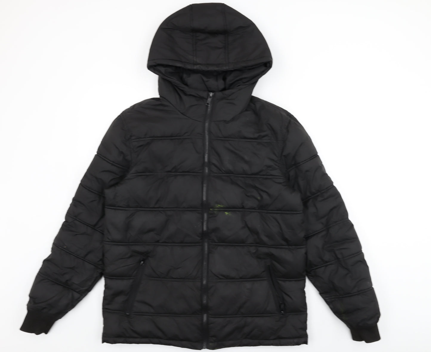 Threadbare Mens Black Puffer Jacket Coat Size S Zip