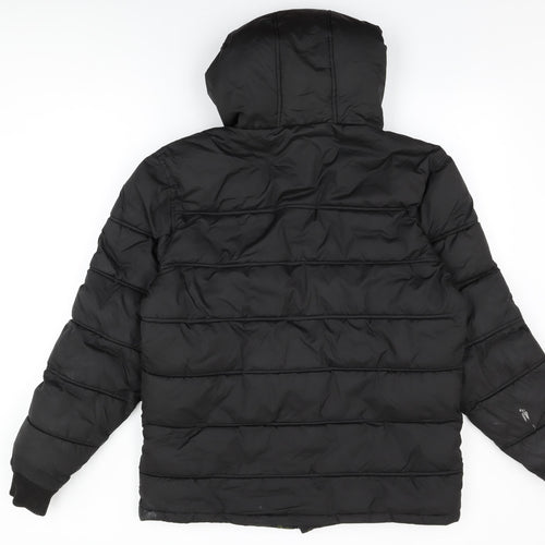 Threadbare Mens Black Puffer Jacket Coat Size S Zip