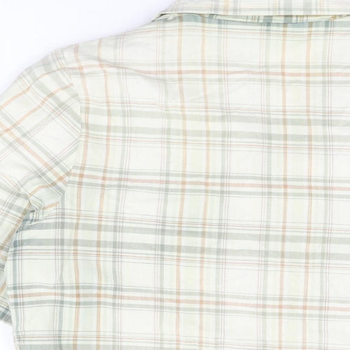 Compliments Womens White Plaid Cotton Basic Button-Up Size 14 Collared