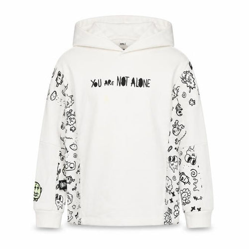 The Doodle Boy Boys White Cotton Pullover Hoodie Size 7-8 Years Pullover - You Are Not Alone