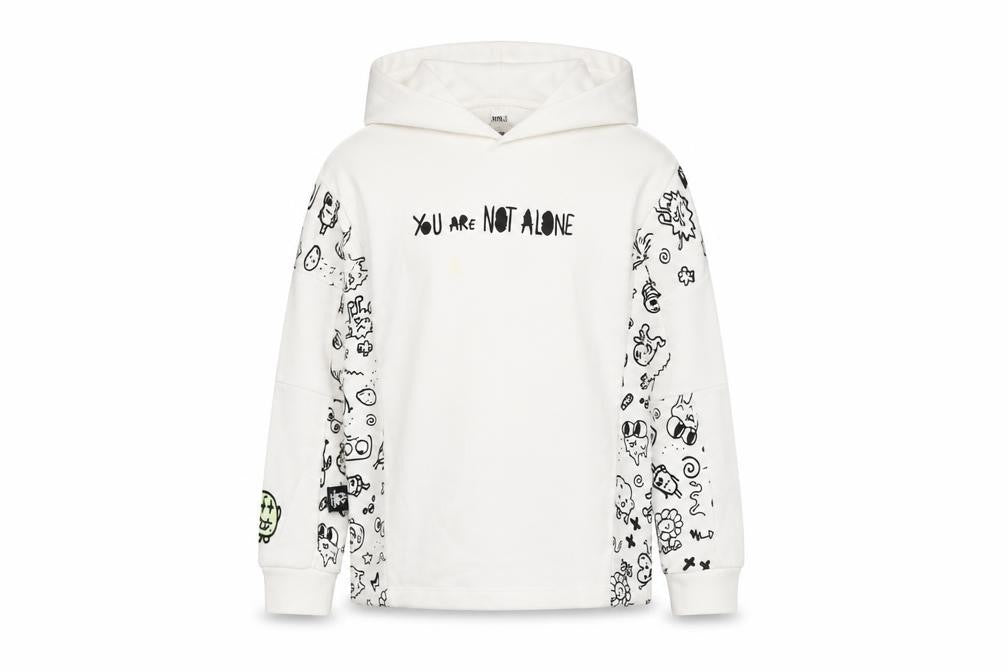 The Doodle Boy Boys White Cotton Pullover Hoodie Size 7-8 Years Pullover - You Are Not Alone