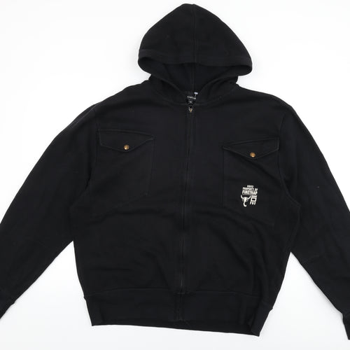 Firetrap Mens Black Cotton Full Zip Hoodie Size 2XL